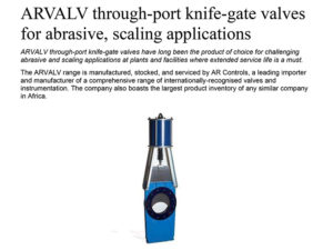 Read more about the article ARVALV through-port knife-gate valves for abrasive, scaling applications
